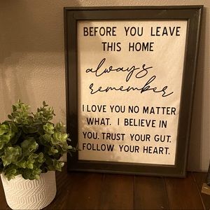 Home decor large reverse canvas sign